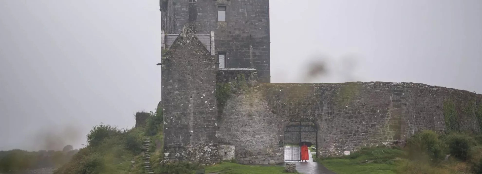 A spooky Irish castle rising from the mists.
