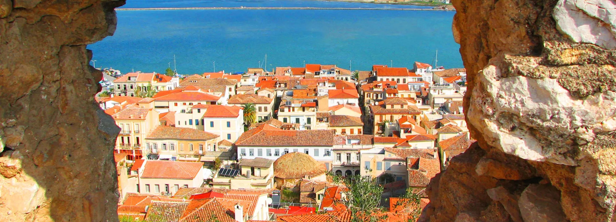 Pretty scene of town and sea in Italy