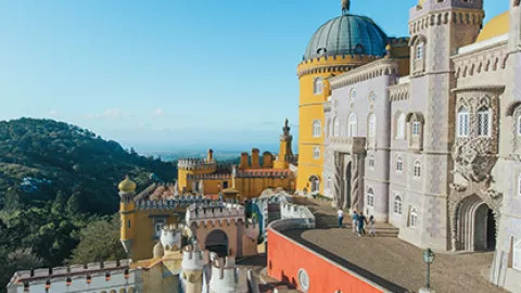 A birds eye view of an ancient sight in Portugal.