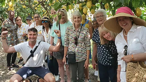 Guests enjoying the Lemon Grove on the Amalfi Coast.