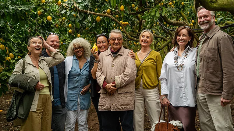 Guides enjoying the lemon farm in Southern Italy on a tour.