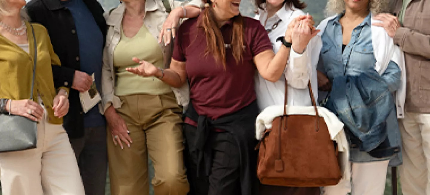 Guests laughing with their Tour Leader on the Amalfi Coast.