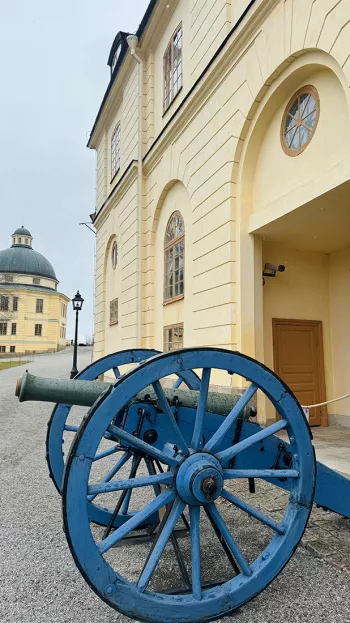 A cannon on display at the Drottningholm Palace in Sweden.