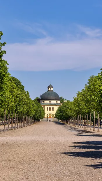 A view of the road leading up to Drottningholm Palace in Sweden.