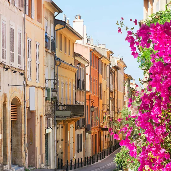 A quiet street in the university city of Aix-en-Provence in France.
